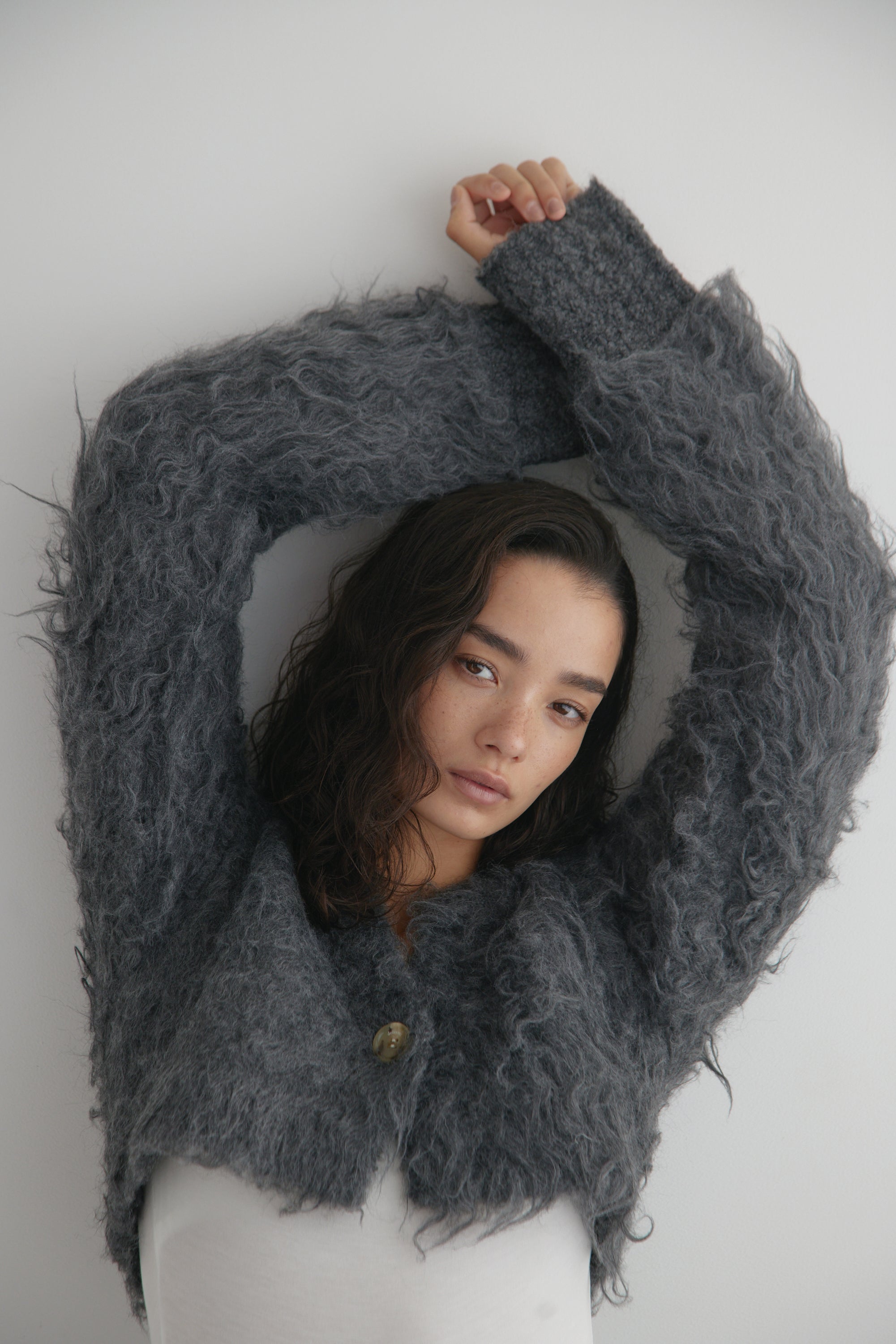 Cropped Shaggy Knit Cardigan – determ;