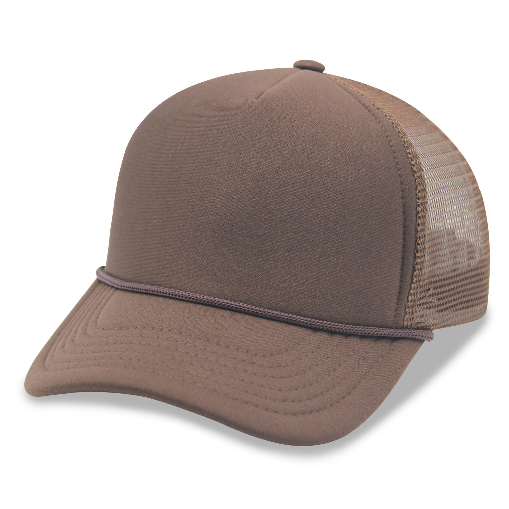 5 Panel Foam Mesh Back Trucker Cap w/Rope (F529)