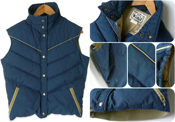 Woolrichウールリッチ紺色パイピングダウンベスト [20%off] - 古着屋