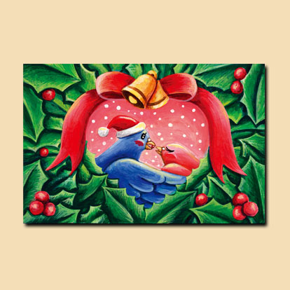 クリスマスポストカード 「クリスマスキッス」 | 徳治昭 童画館