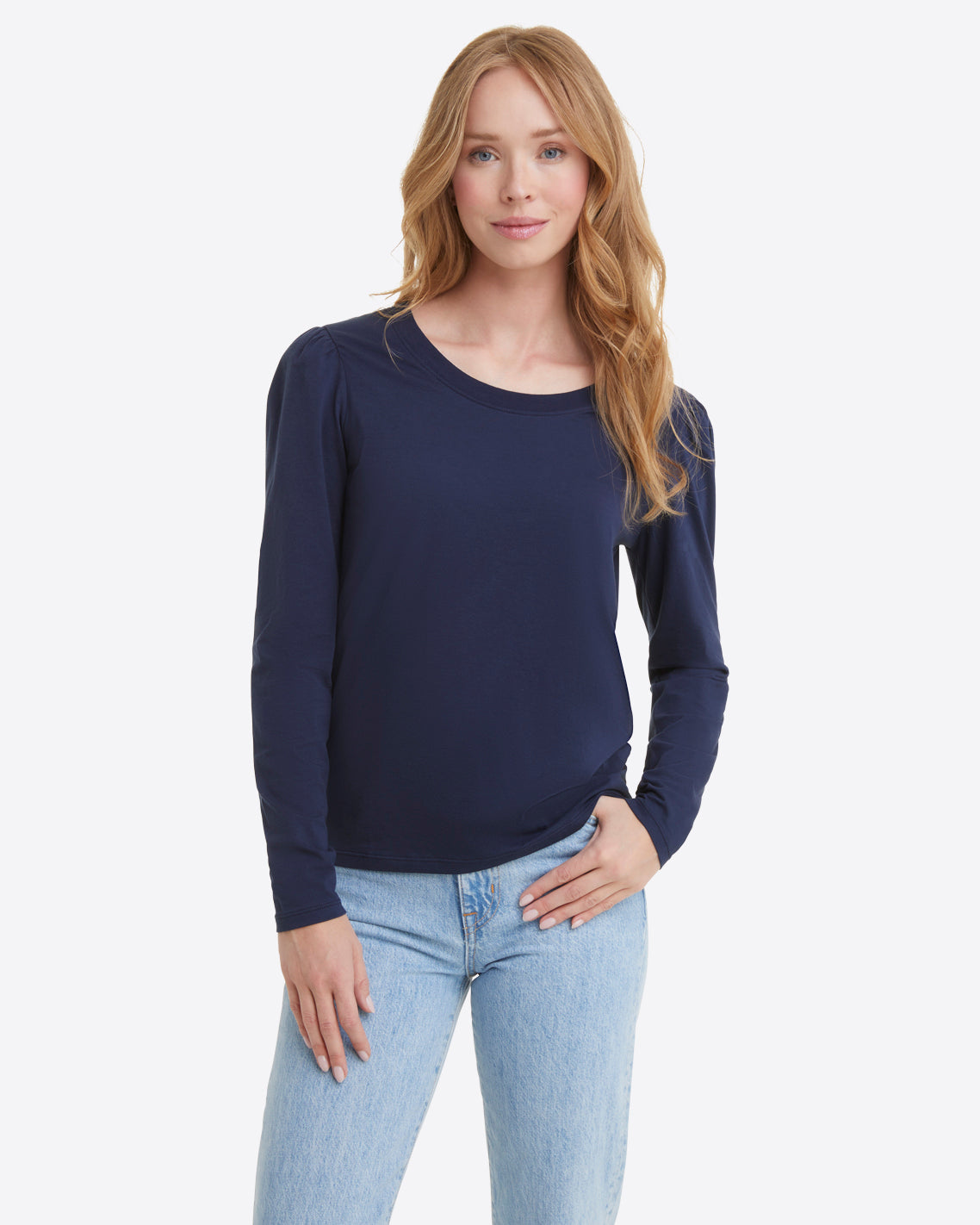 Long-Sleeve Easy Knit Top in Navy – Draper James