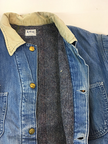 古着 80s USA製 Lee 81-LJ ダメージ デニム ブランケット ワーク