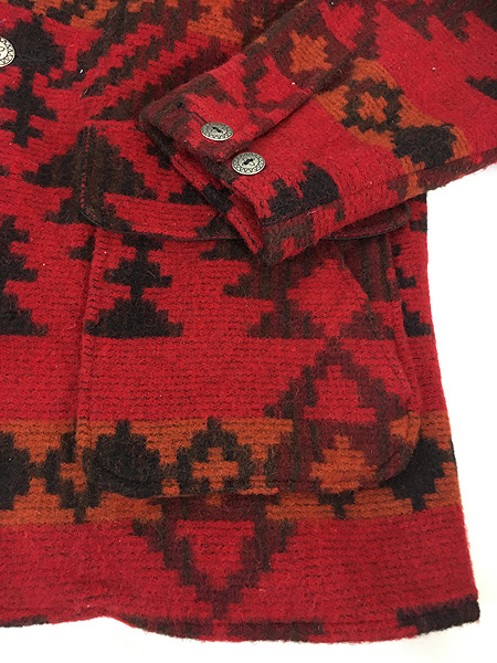 古着 80s USA製 WoolRich ネイティブ チマヨ 総柄 ウール ブランケット
