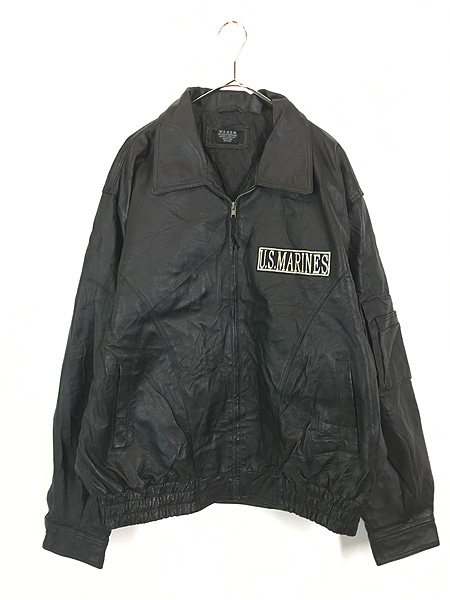 古着 90s U.S. MARINES 「MARINES」 USMC 本革 オール レザー