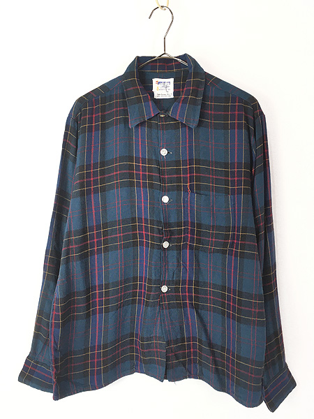 古着 60s Golden Key 好配色 タータン チェック ボックス レーヨン