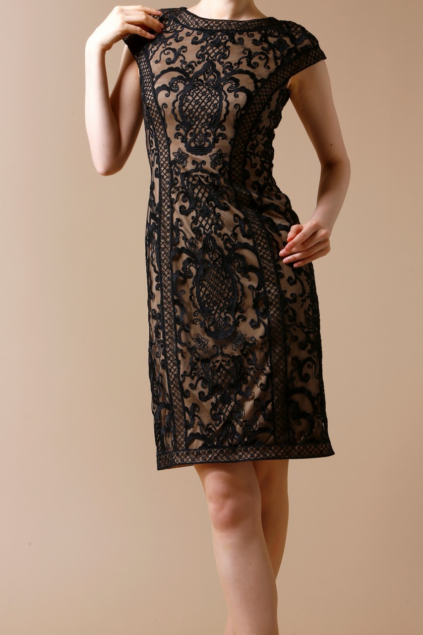 TADASHI SHOJI 黒レースタイトミニドレス｜ハイブランドのドレス