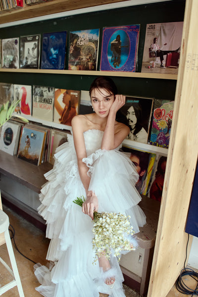 フリル チュール ティアードドレス（W359）