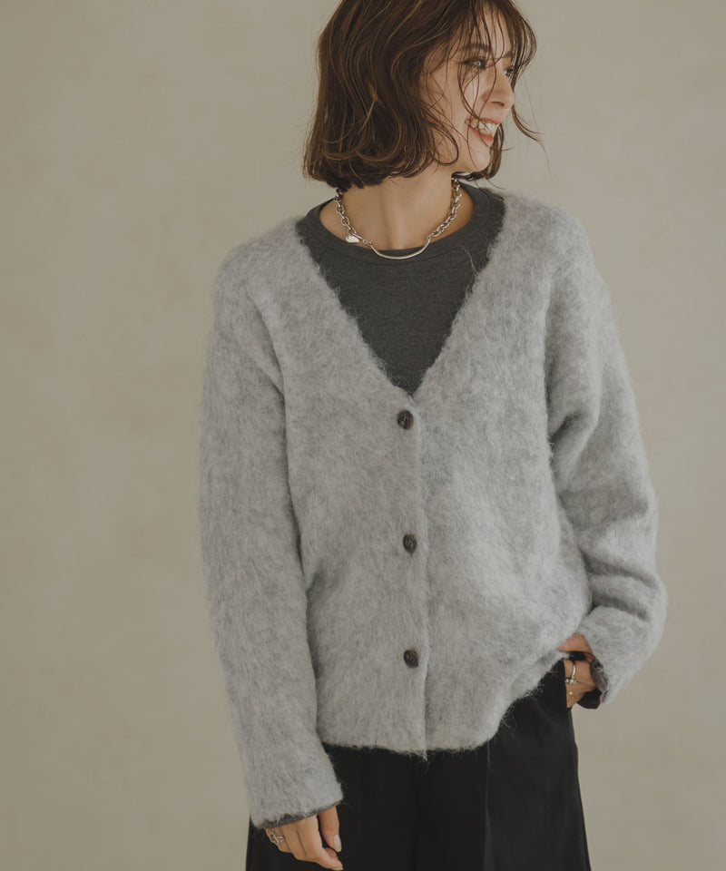 ウールブレンドモヘアニットカーディガン – レディースファッション