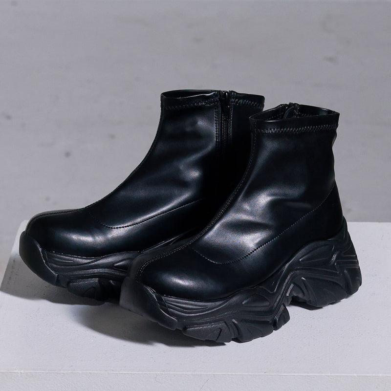 厚底Y2Kハイカットスニーカーブーツ【ストレッチ】【美脚】【大きい