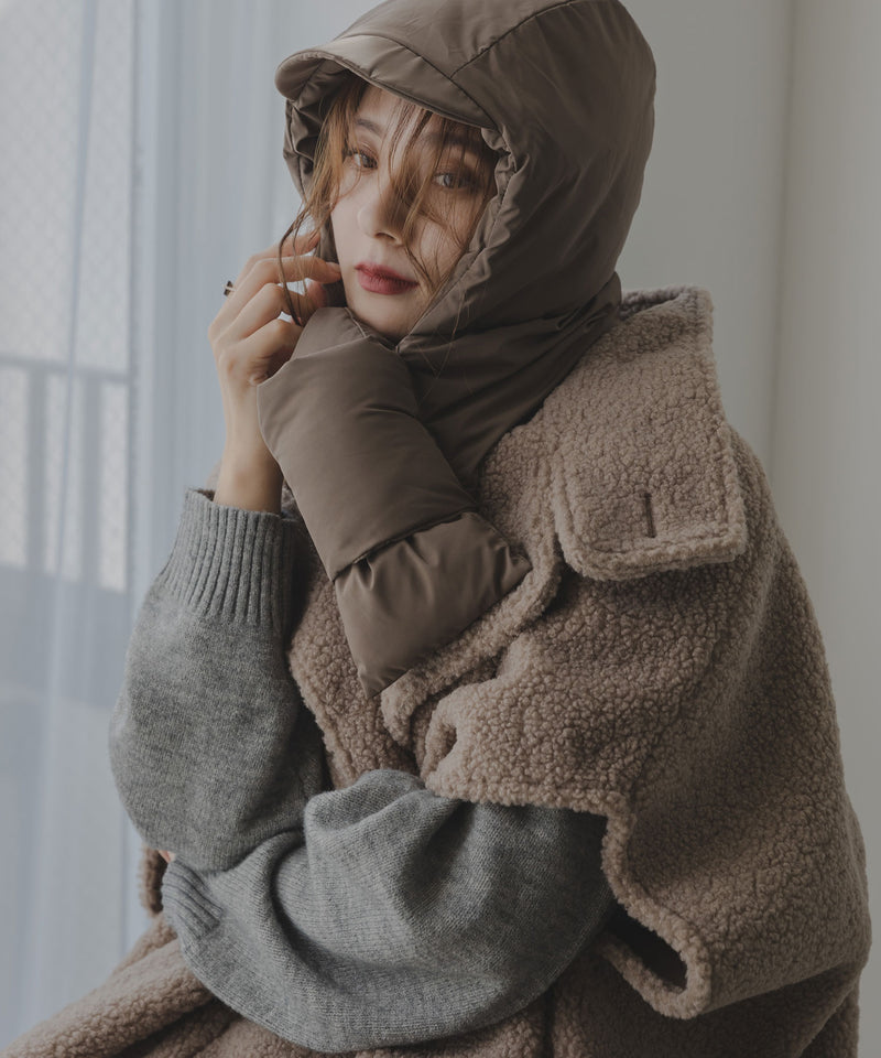 2WAY襟ムートンボアポンチョコート – レディースファッション通販の夢