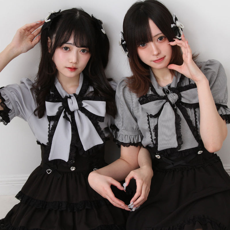 レースフリルたっぷり上品ボウタイリボンブラウス – レディース