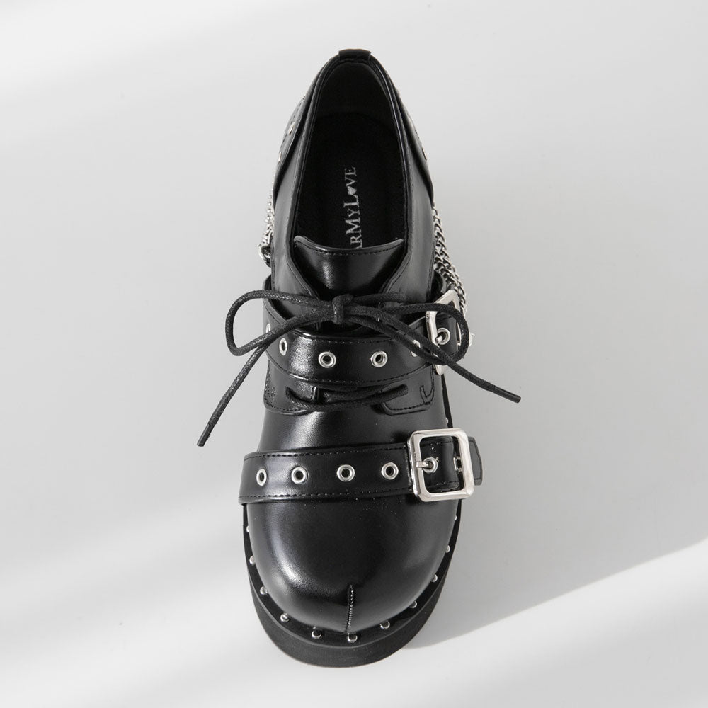 厚底スタッズチェーン地雷パンプス – レディースファッション通販の夢