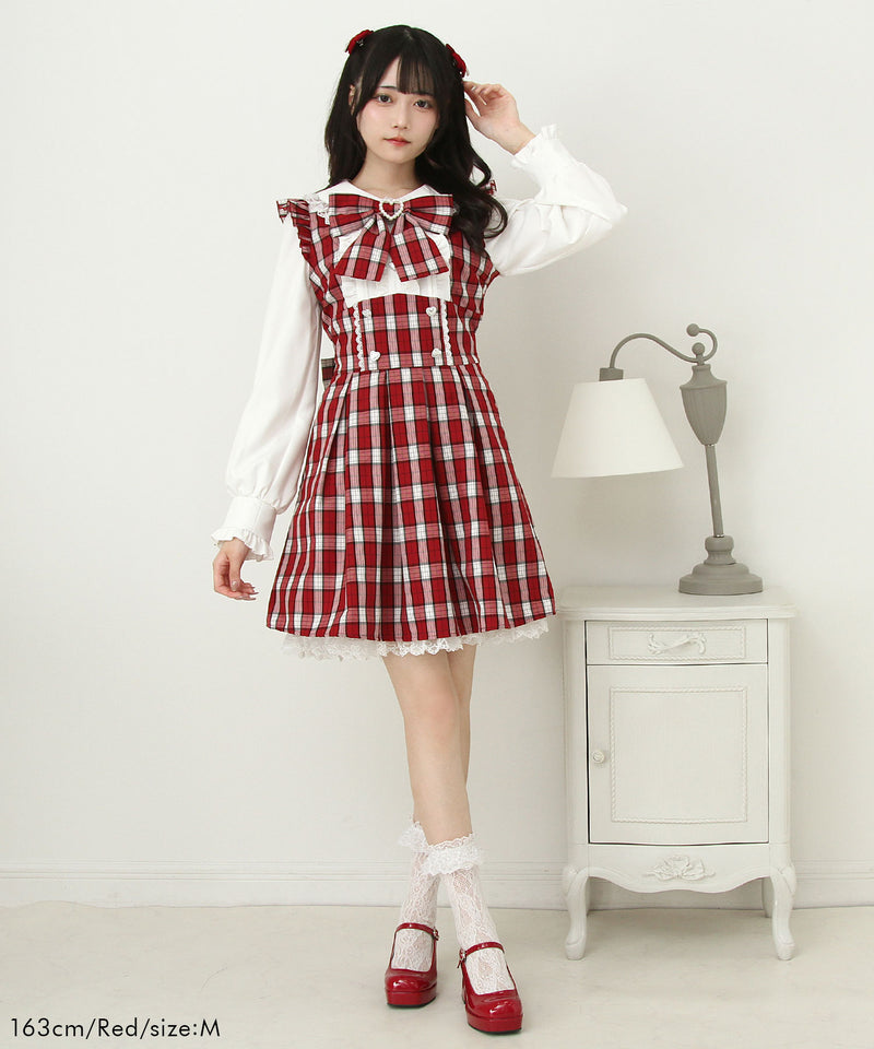 ドッキング風フリルハートリボンワンピース – レディースファッション