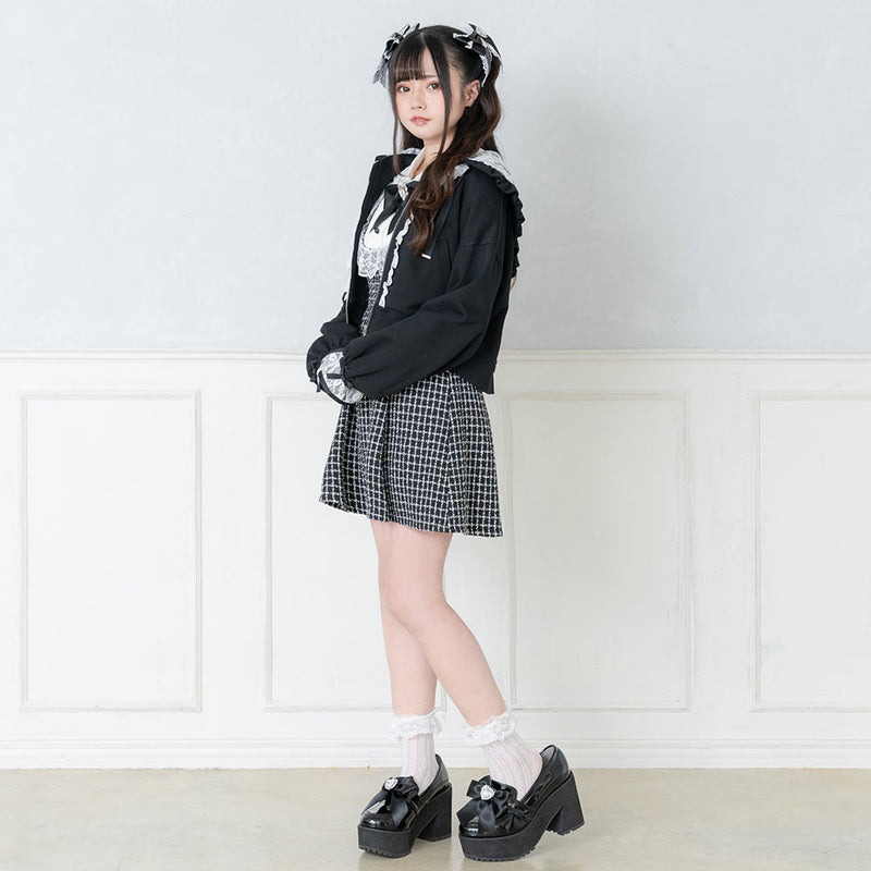 フリルレース重ねショートパーカー – レディースファッション通販の夢