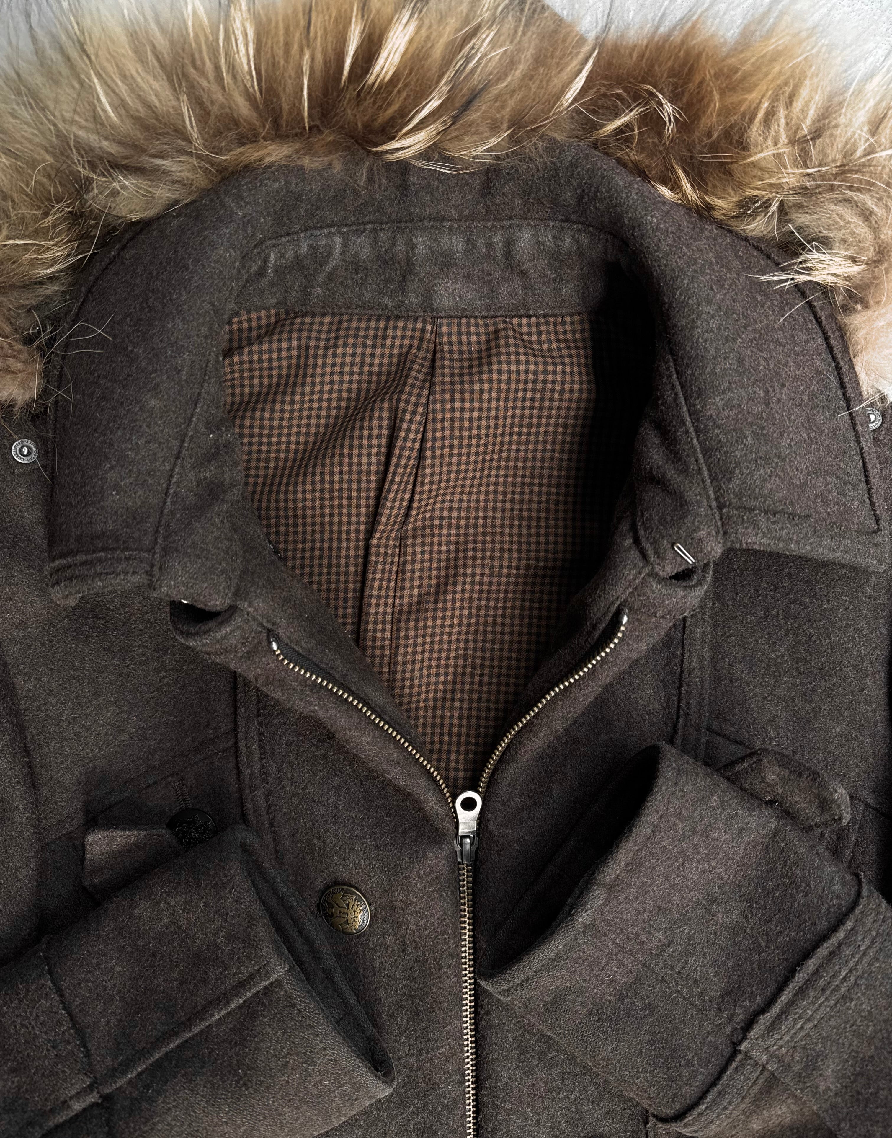 PPFM Early 00s Convertible 'Napoleon' Brown Fur Hooded Military