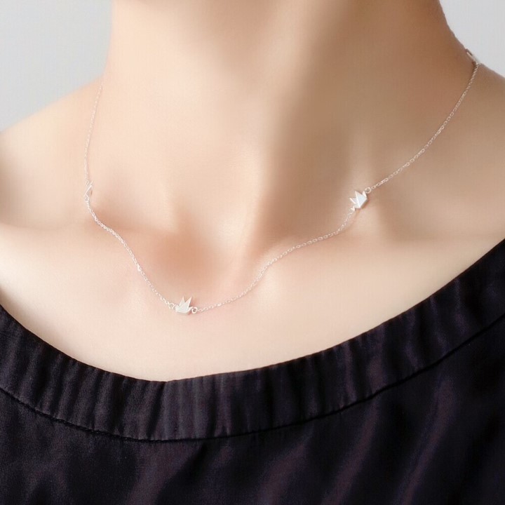 一点限り沖縄ター滝財を手に入れ成功の鶴オルゴネックレス EARTH Hiroshima>折り鶴ジュエリー ネックレス（シルバー）(シルバー