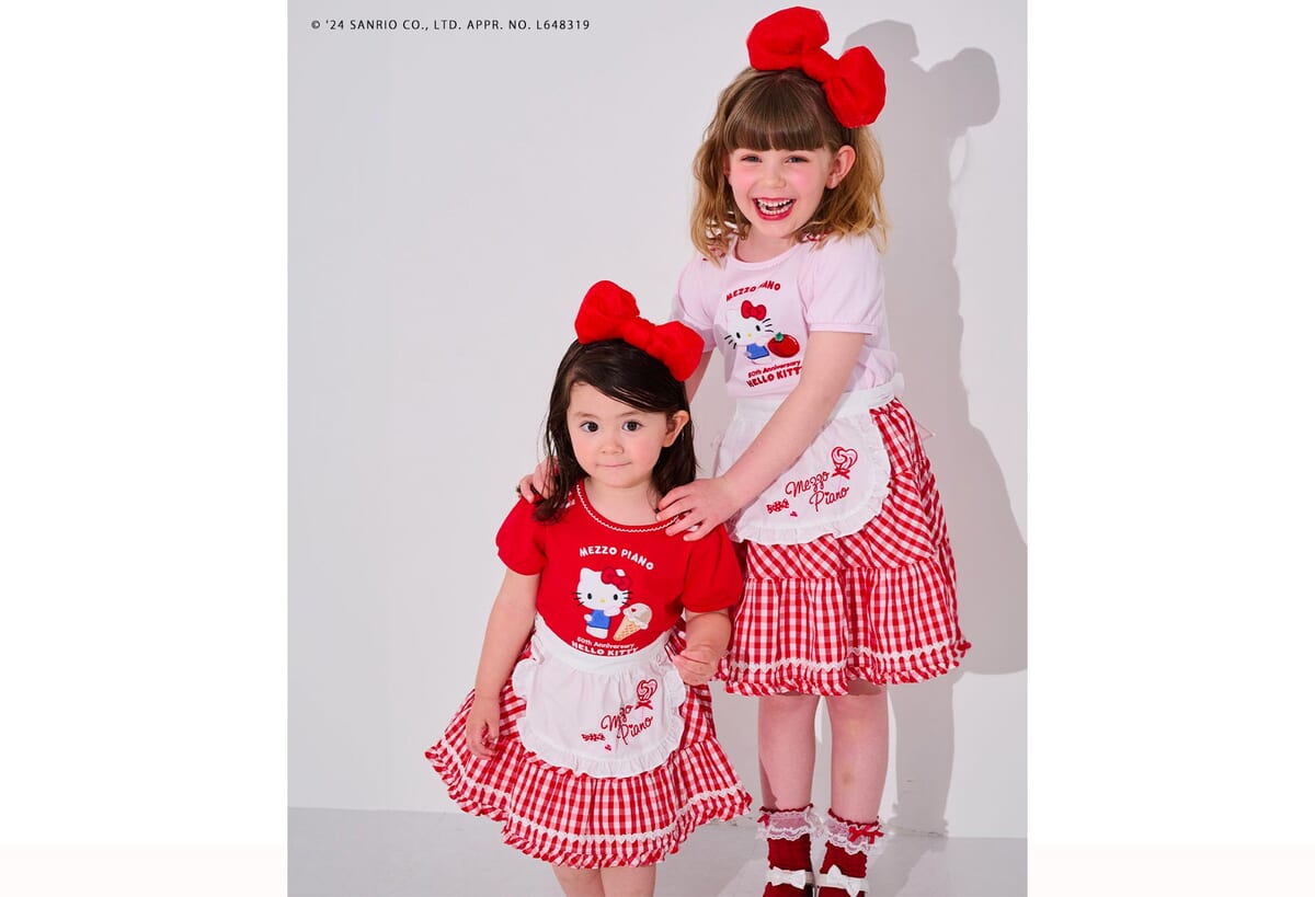 リボンやりんご、チェック柄がかわいい！メゾ ピアノ「ハローキティ50