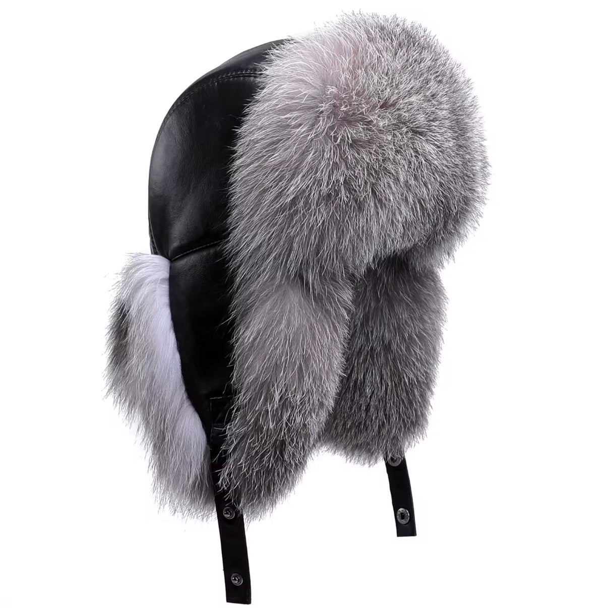 Kashani Silver Fox Fur Oversized Lambskin Trapper Hat – Dudes Boutique