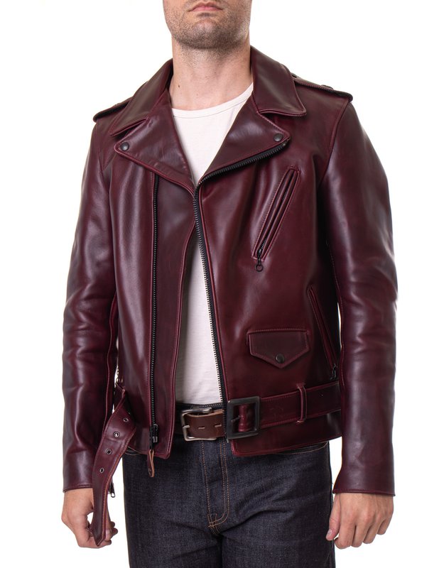 Schott P613S Men's Perfecto Steerhide Motorcycle Jacket - Burgundy