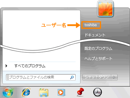 現在ログオンしているユーザー名を確認する方法＜Windows(R)7