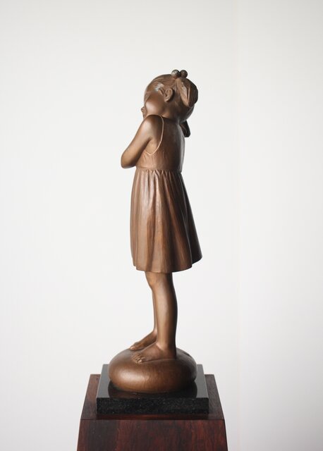 加藤豊 ブロンズ 少女像 銅像 M274｜骨董店 のびる 古美術 骨董 和風