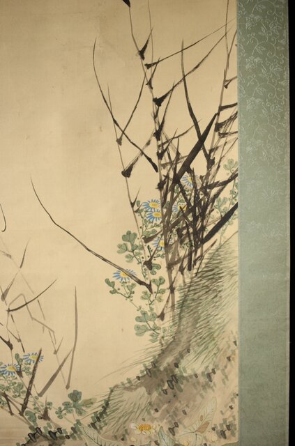 倣 池上秀畝 花鳥図 絹本軸装 Z427｜骨董店 のびる 古美術 骨董 和風