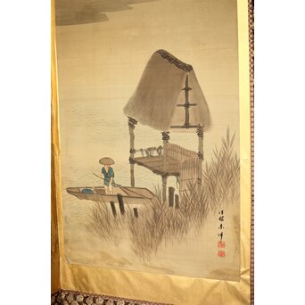 東東洋 屏風 六曲一双 絹本肉筆 法眼東洋 金地 日本画 Z421｜骨董店