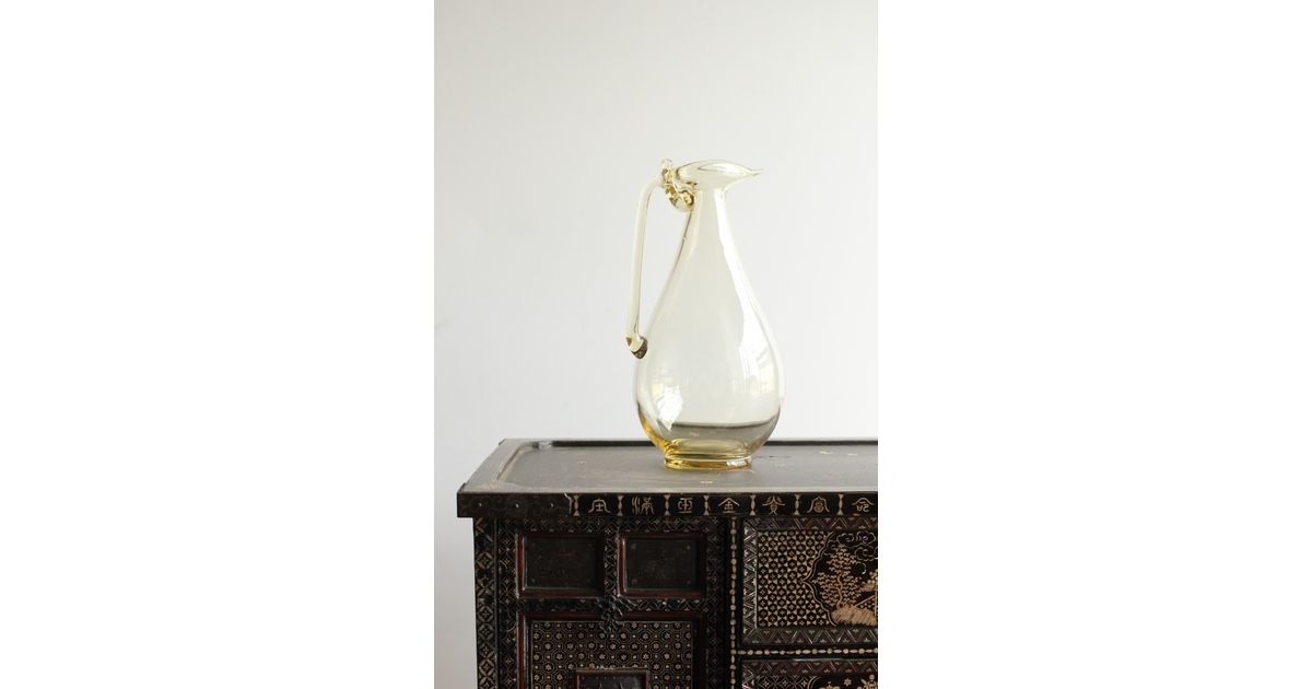 由水常雄 監修 復元正倉院ガラス白瑠璃 水瓶/水差 Y051｜骨董店 のびる