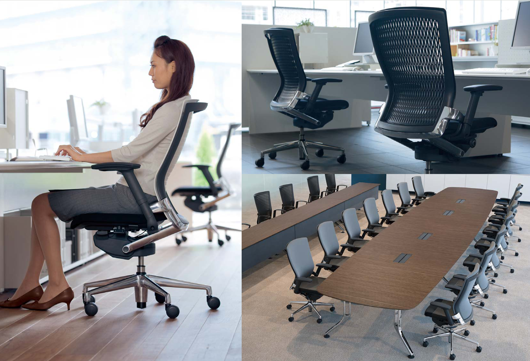 内田洋行 パルス(Pulse)チェア 本革張り メッシュバックタイプ