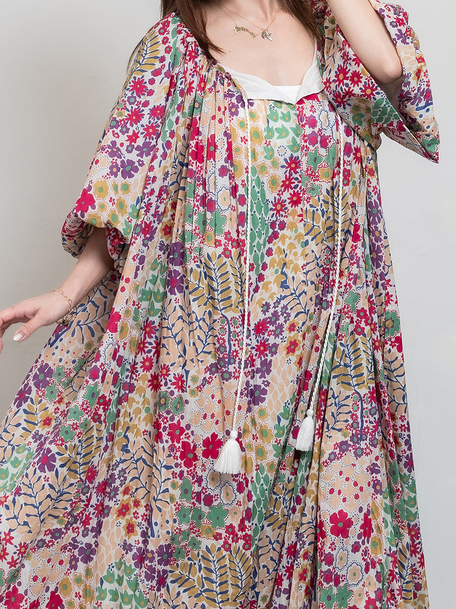 Eighty Seven(エイティセブン)インド綿バルーンワンピース/カラフル花