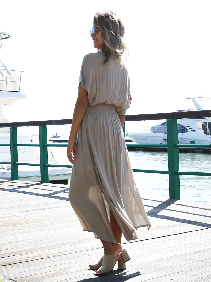 LAUT BLUE(ラウトブルー）ジパングマキシワンピース/モカ | リゾート