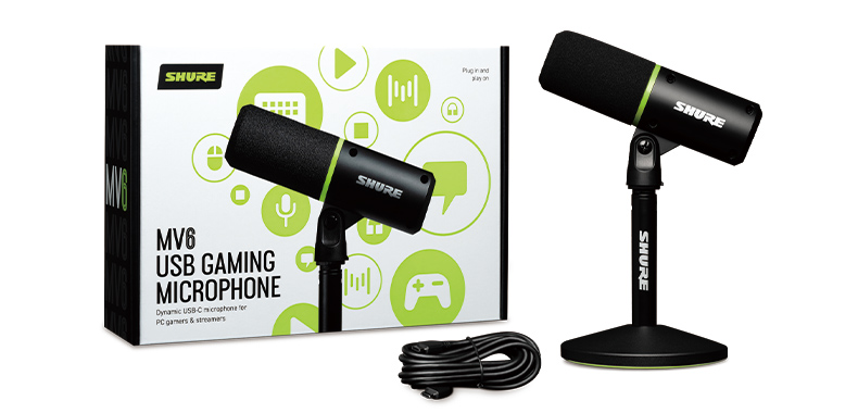 USBタイプCで簡単接続】SHURE MV6 USBゲーミングマイクロホン 9/27発売