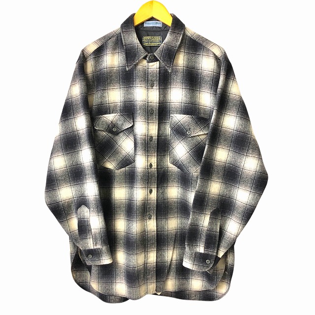 PENDLETON WOOL SHIRT 70S 「ブラック×ホワイト、OUTDOORS MAN、サイズ