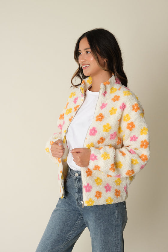 Ecru Floral Danilo Polar Fleece Jacket – Easy Clothes North America