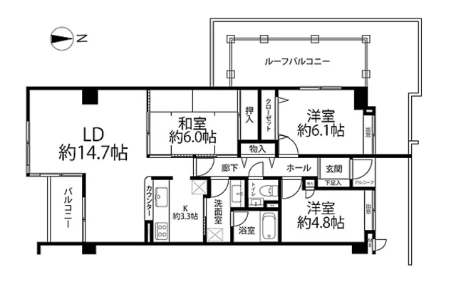 ライフヴィラ上鷺宮 8階 3LDK 78.03m2 15464-8F｜恵比寿不動産