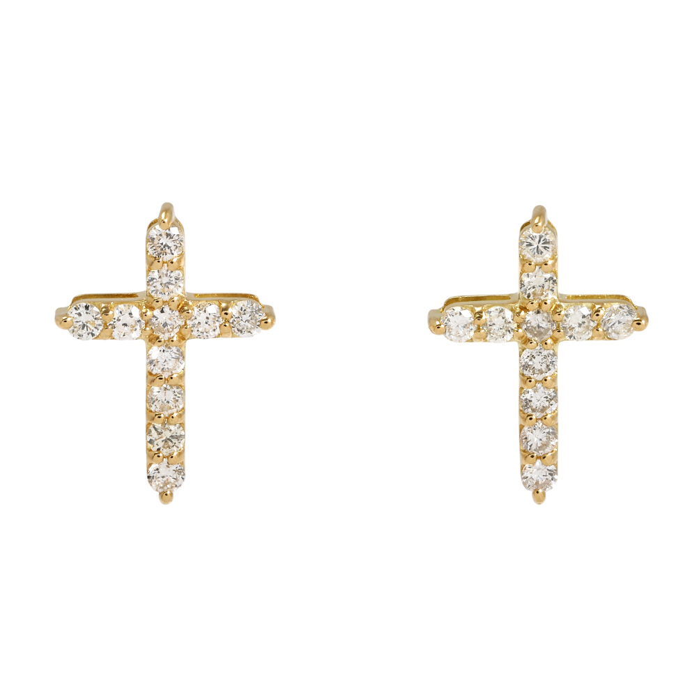 K18イエローゴールド ダイヤモンド クロス ピアス J418544 | ユキザキ