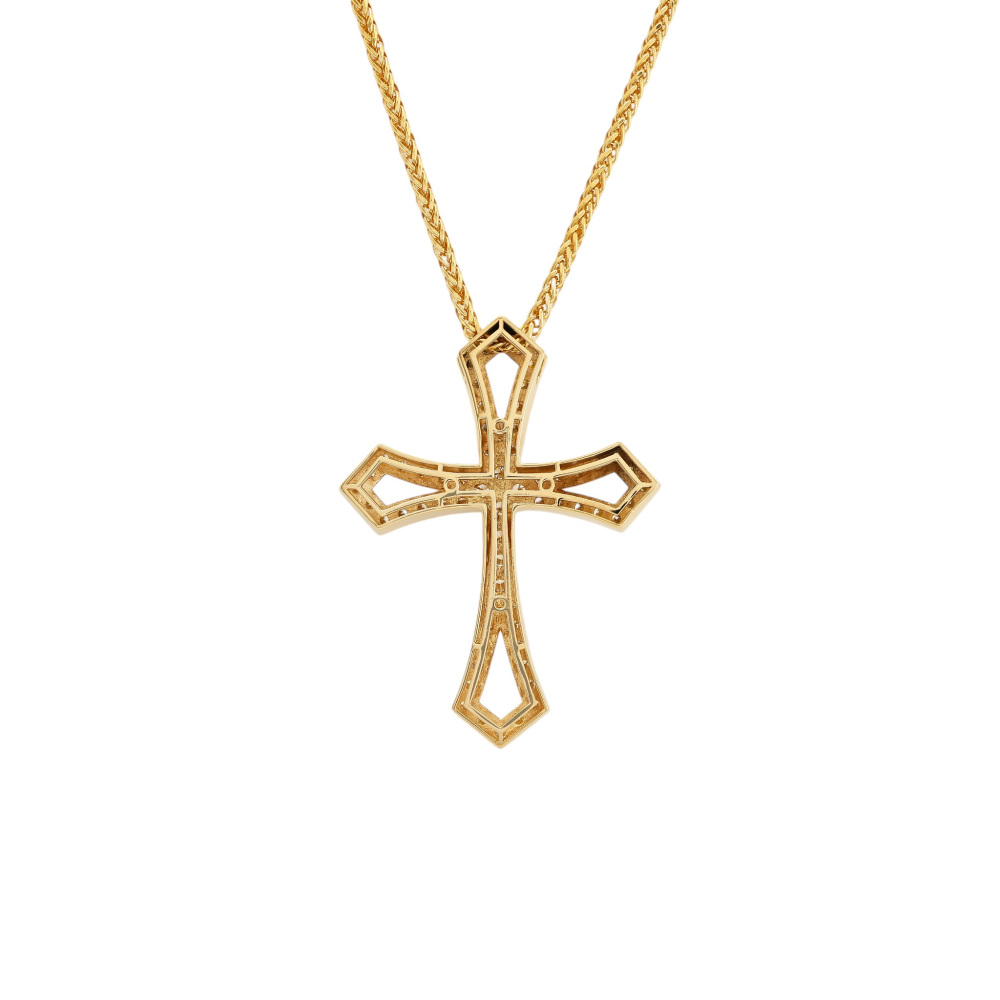K18イエローゴールド ダイヤモンド クロス ネックレス J424575 | ユキ