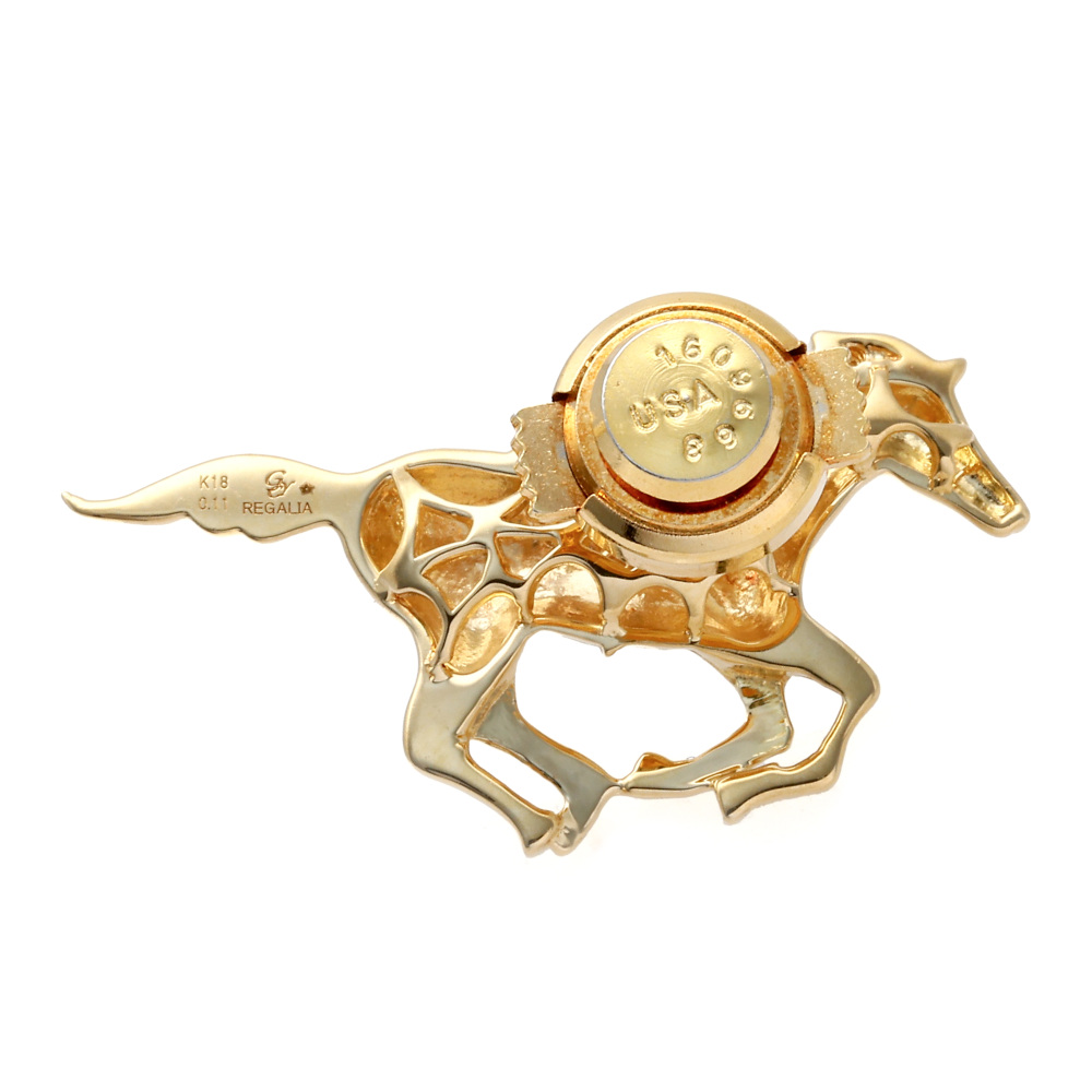 中古] ユキザキ レガリア イエローゴールド ダイヤモンド ブローチ 馬