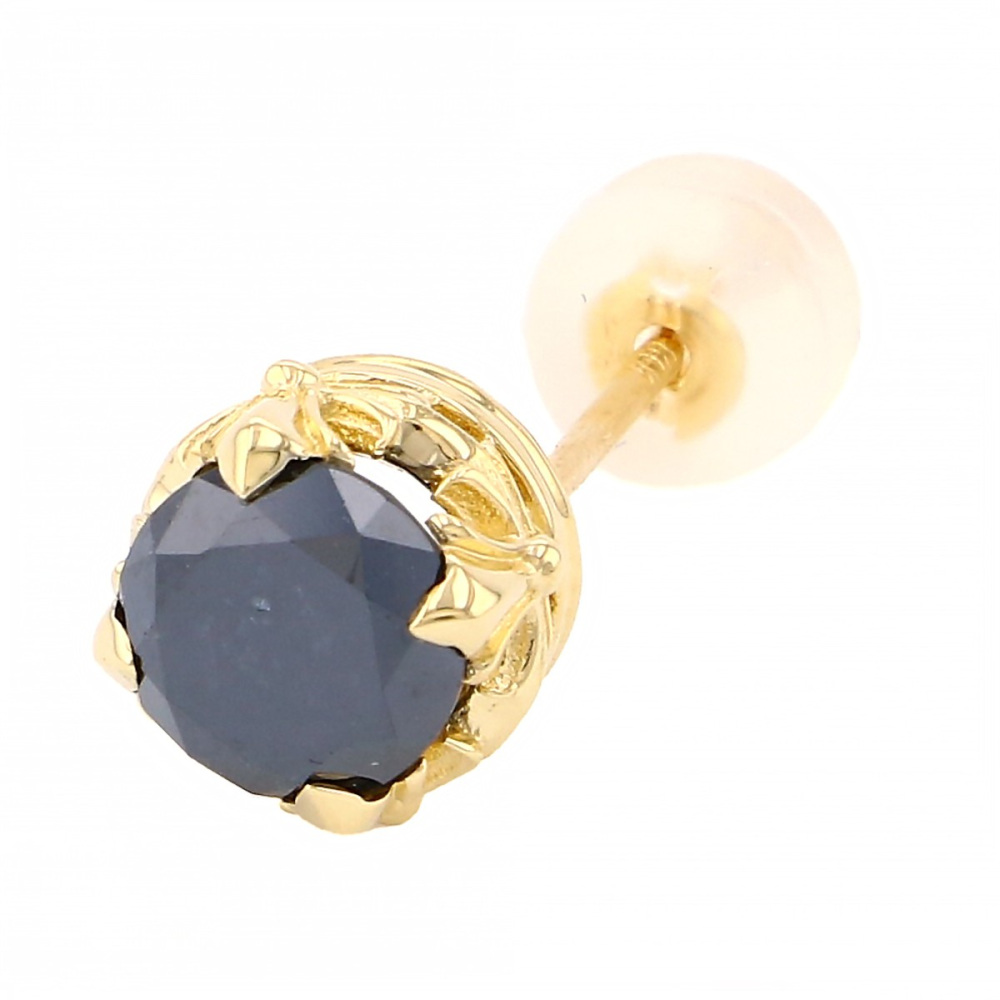 K18イエローゴールド ブラックダイヤ ピアス片方 J300206 | ユキザキ