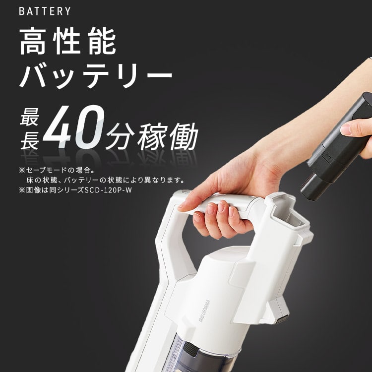 掃除機 コードレス サイクロン 自走式 軽量 充電スタンド付 SCD-122P-W