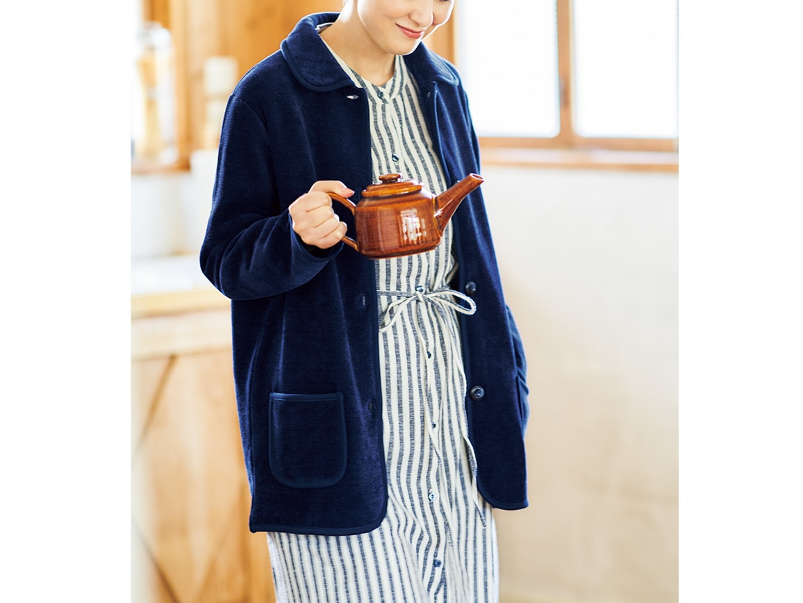 裏ボアフリースあたたかホームカーディガン(04_LL 62_ネイビー