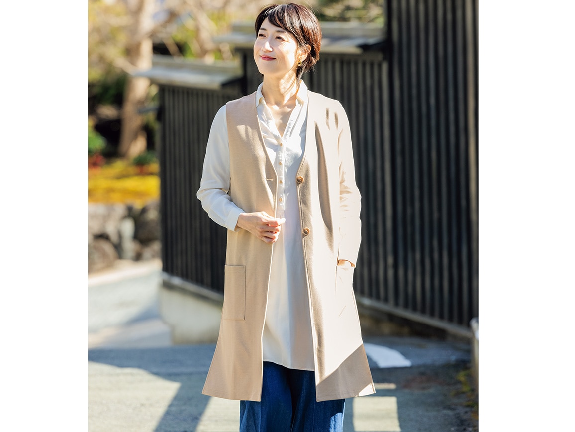 8ポケットトラベルロングジレ(03_L 28_ライトベージュ): ｜ カタログ