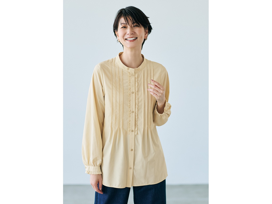 ピコフリルデザイン2WAYブラウス(02_M 66_サックス): ｜ カタログ