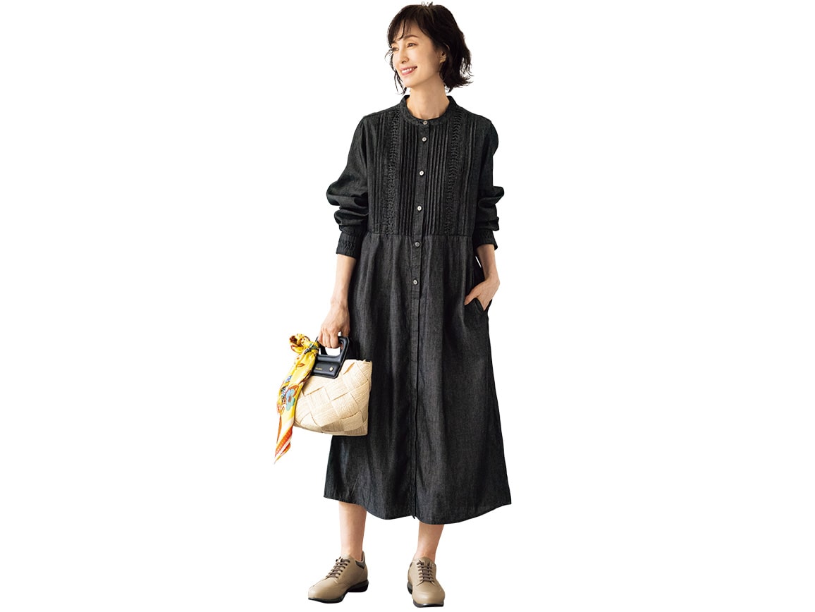 タックデザインダンガリーワンピース(02_M 88_インディゴ