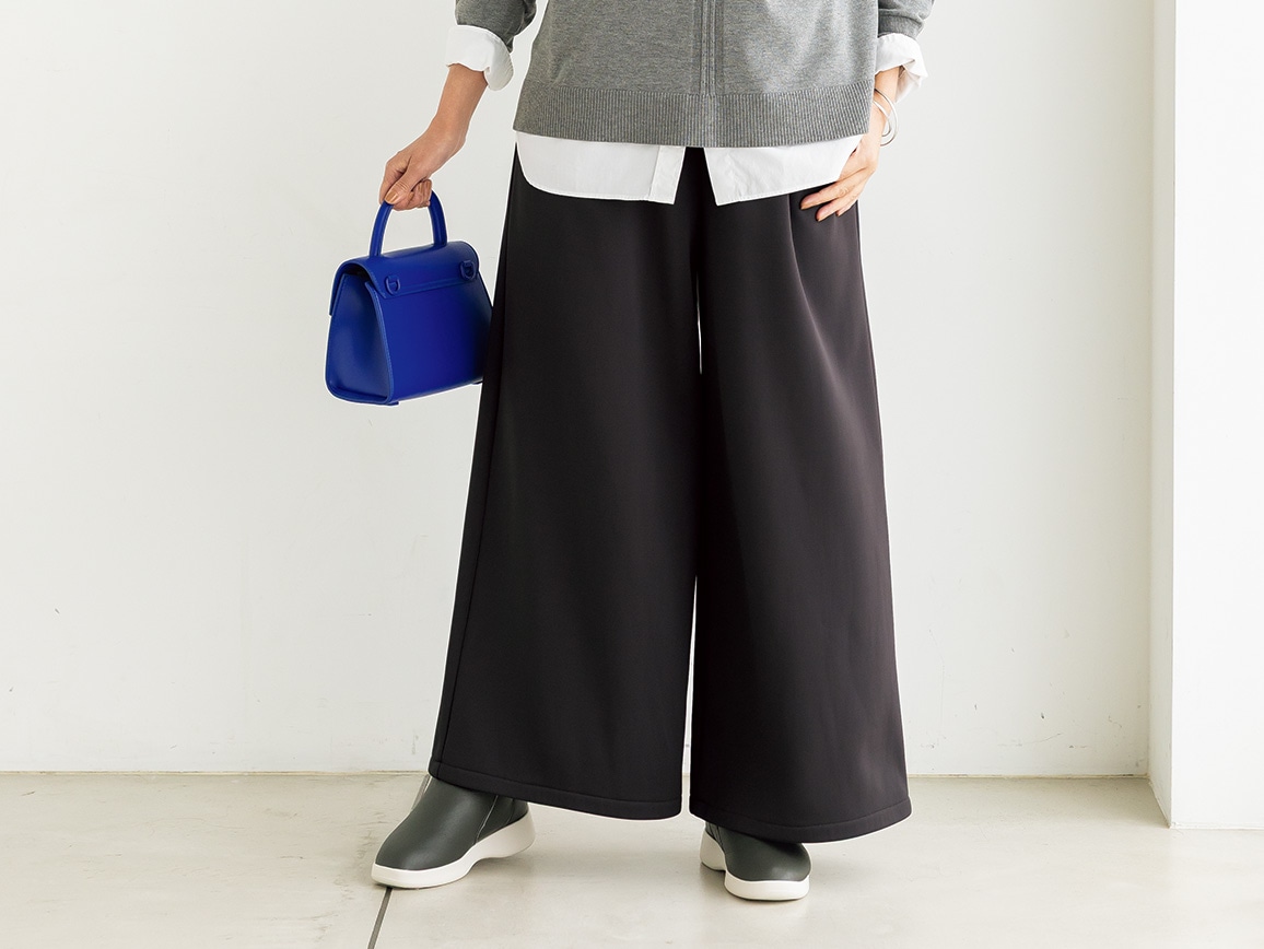 あったか裏起毛ガウチョパンツ(51_L61cm 69_ダークネイビー