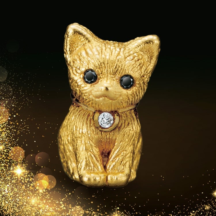 純金の子猫 ダイヤモンド入り24金製宝飾ペンダント: JALショッピング