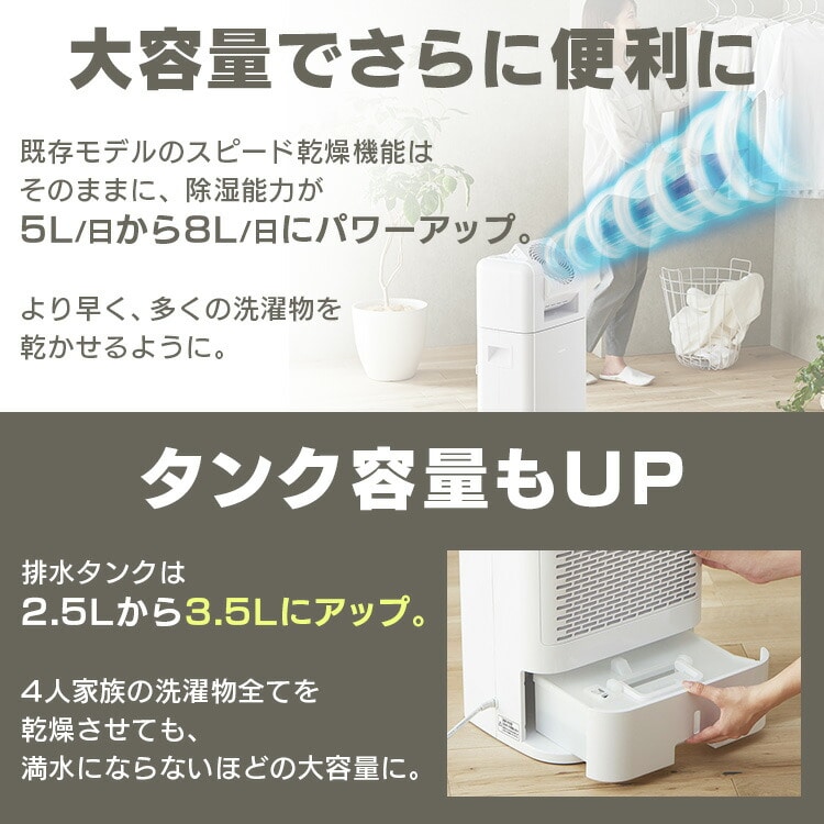 サーキュレーター衣類乾燥除湿機 デシカント式 20畳 8.0L IJDC-K80