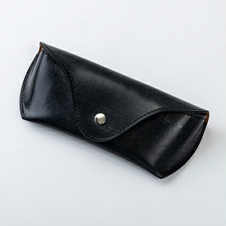 BRITISH GREEN] ブライドルレザーメガネケース ブラック [名入れ無料]