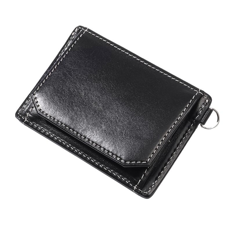 GLENCHECK]イタリアンレザー カードケース付きコインケース ブラック