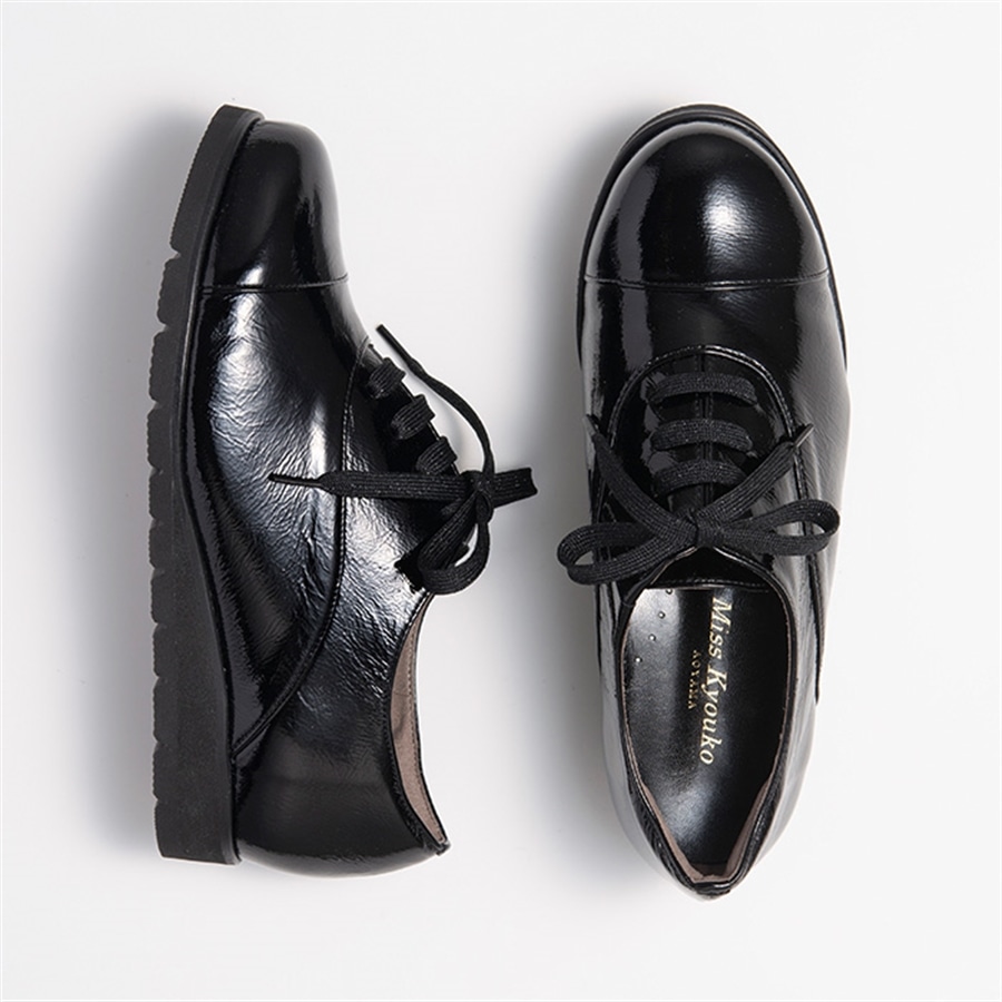 ミスキョウコ]レースアップトラッドシューズ 4E 105044 ブラック 22.0